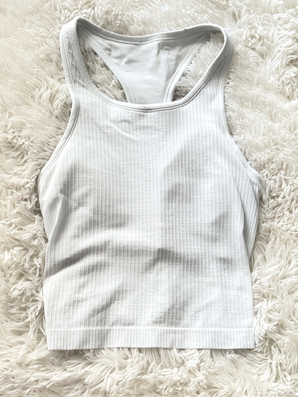 Lululemon White Ebb to Street Crop Racerback Tank Top, 8